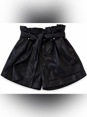 GUESS Sammy Short Black Shiny Python Snakeskin Paperbag Waist Metallic NWT S